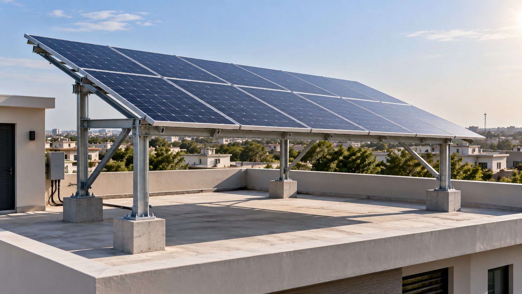Elevated solar structure framing and guard rails