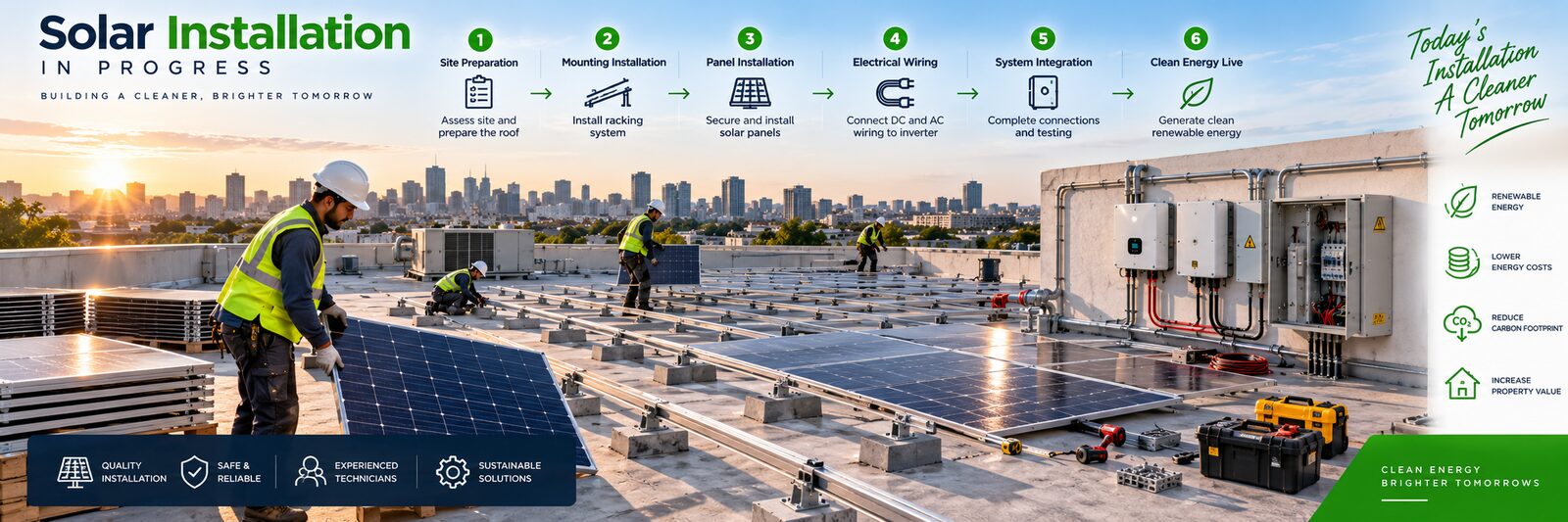 Solar installation team at work